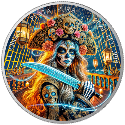In Stock! 2024 Mexico Libertad Dia de los Muertos Corsair Edition 1 oz Silver Coin
