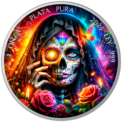 In Stock! 2024 Mexico Libertad Dia de los Muertos The Death Edition 1 oz Silver Coin (08/08)