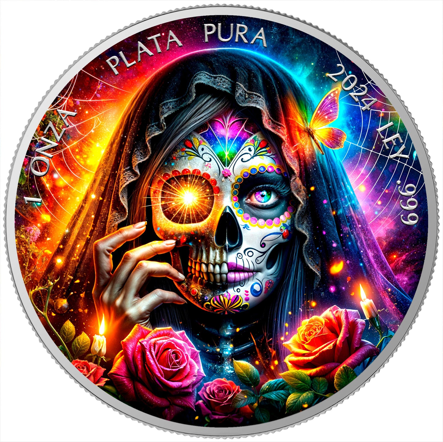In Stock! 2024 Mexico Libertad Dia de los Muertos The Death Edition 1 oz Silver Coin (08/08)