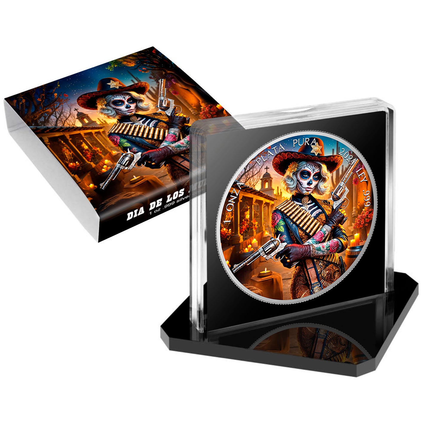In Stock! 2024 Mexico Libertad Dia De Los Muertos Sheriff Edition 1 oz Silver Coin (03/21)