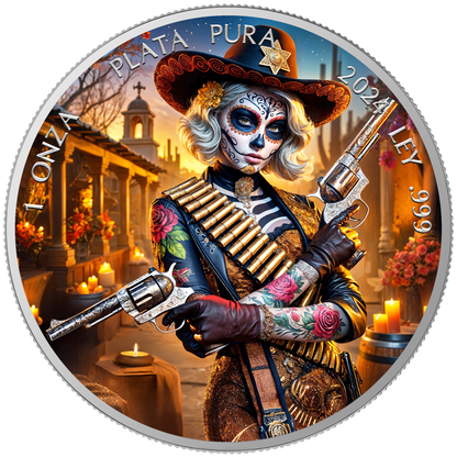 In Stock! 2024 Mexico Libertad Dia De Los Muertos Sheriff Edition 1 oz Silver Coin (03/21)