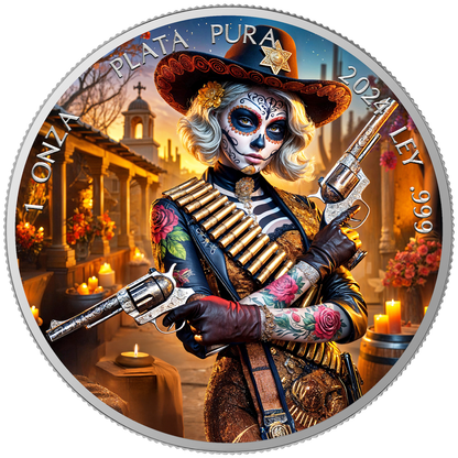 In Stock! 2024 Mexico Libertad Dia De Los Muertos Sheriff Edition 1 oz Silver Coin (03/21)