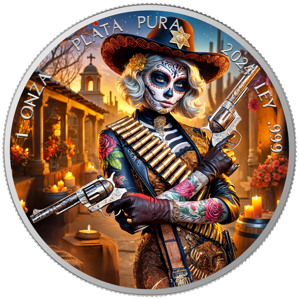 In Stock! 2024 Mexico Libertad Dia De Los Muertos Sheriff Edition 1 oz Silver Coin (03/21)