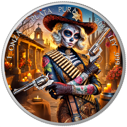 In Stock! 2024 Mexico Libertad Dia De Los Muertos Sheriff Edition 1 oz Silver Coin (03/21)