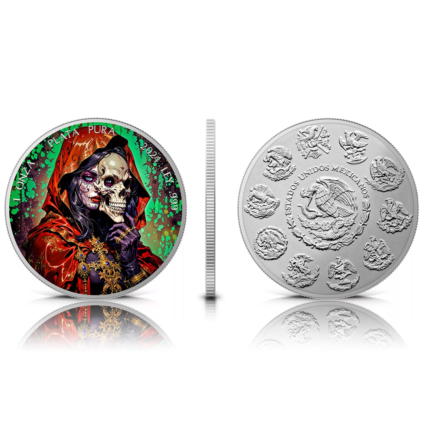 In Stock! 2024 Mexico Libertad Dia De Los Muertos Santa Muerte Edition 1 oz Silver Coin (09/26)
