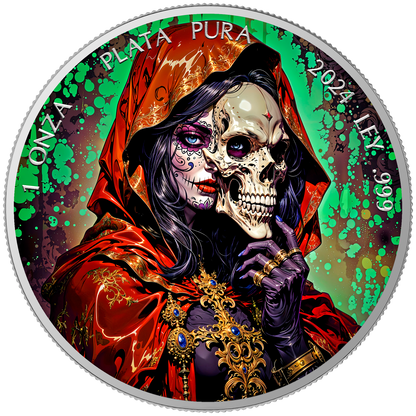 In Stock! 2024 Mexico Libertad Dia De Los Muertos Santa Muerte Edition 1 oz Silver Coin (09/26)