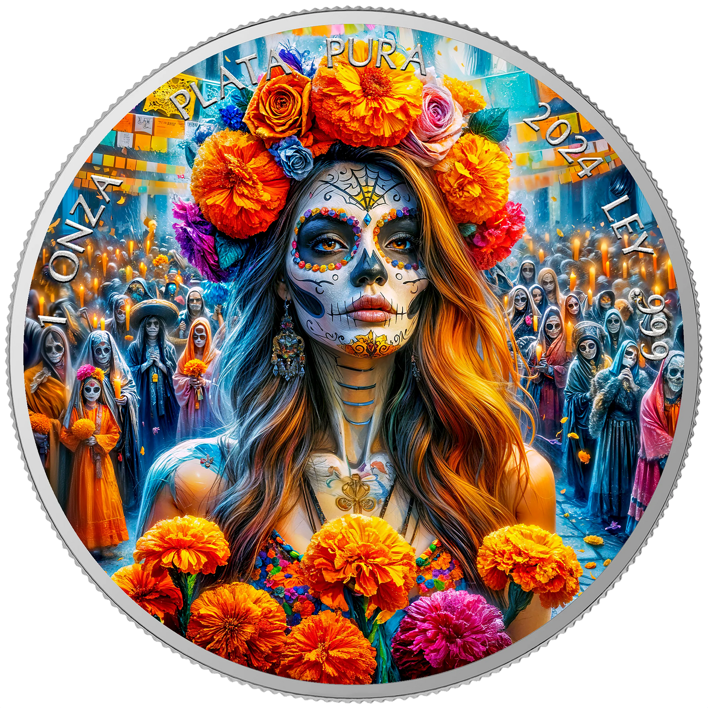 In Stock! 2024 Mexico Libertad Dia De Los Muertos Flowers Edition 1 oz Silver Coin