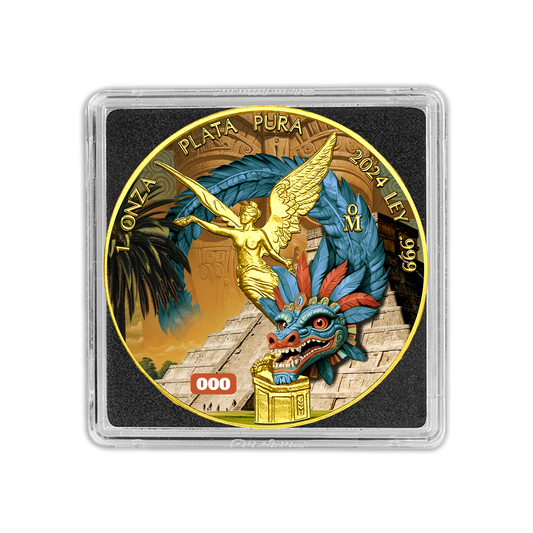In Stock! 2024 Mexico Libertad Golden Aztec Dragon Edition 1 oz Silver Coin (09/09)