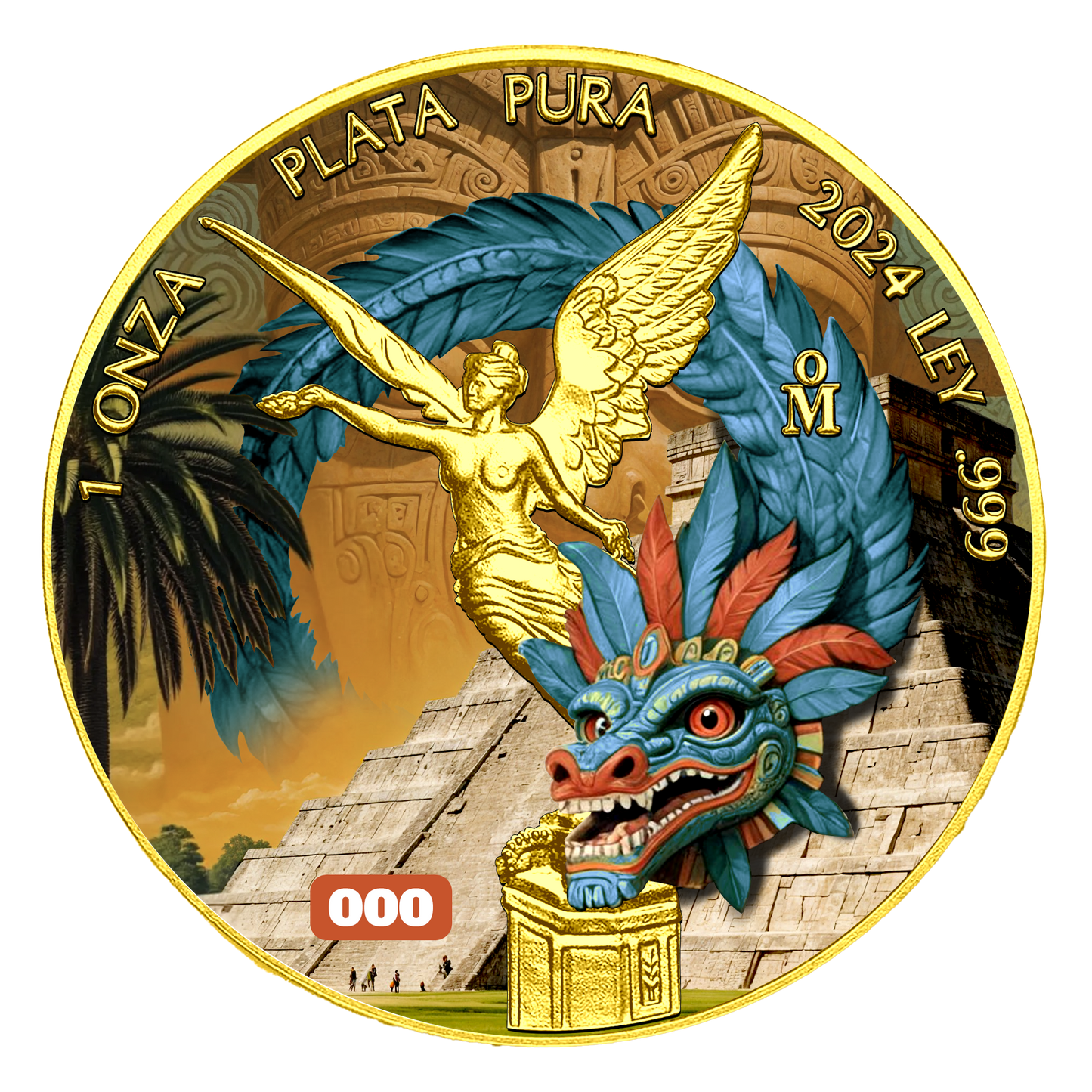 In Stock! 2024 Mexico Libertad Golden Aztec Dragon Edition 1 oz Silver Coin (09/09)