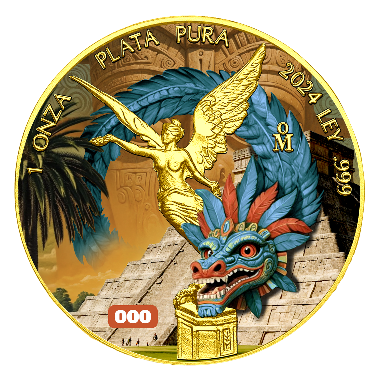 In Stock! 2024 Mexico Libertad Golden Aztec Dragon Edition 1 oz Silver Coin (09/09)
