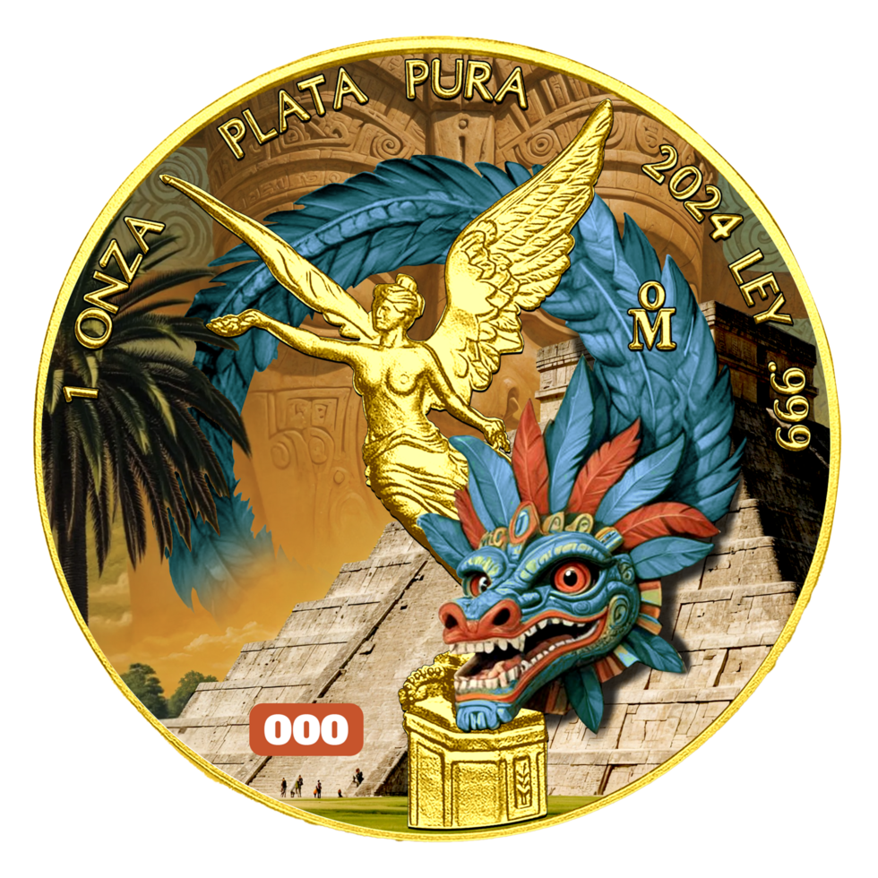 In Stock! 2024 Mexico Libertad Golden Aztec Dragon Edition 1 oz Silver Coin (09/09)