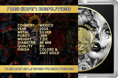 In Stock! 2024 Mexico Libertad Mexican Beauties Edition 1 oz Silver Coin (09/18)