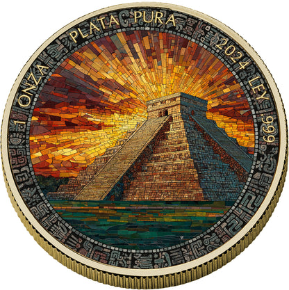 2024 Mexico Libertad Mosaic Chichen Itza Edition 1 oz Silver Coin (10/01)
