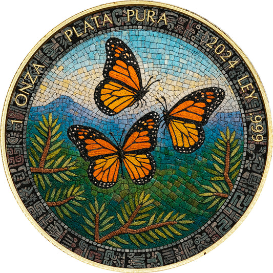 2024 Mexico Libertad Mosaic Butterfly Edition 1 oz Silver Coin