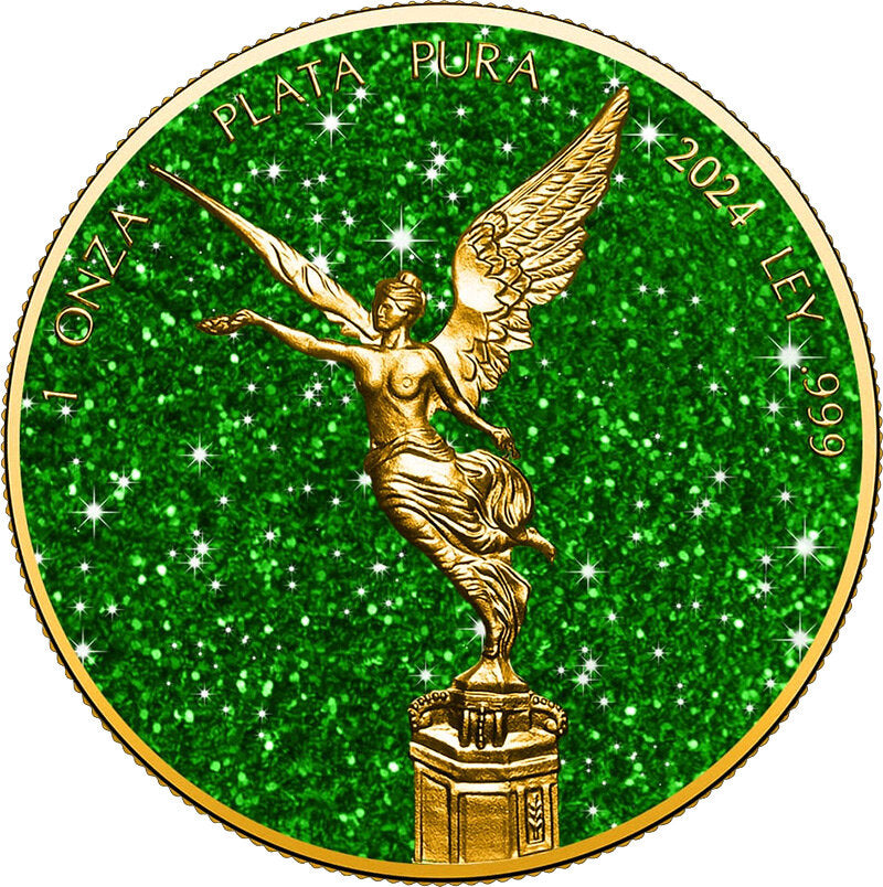 2024 Mexico Libertad Precious Gemstones Green Tourmaline Edition 1 oz Silver Coin (04/11)