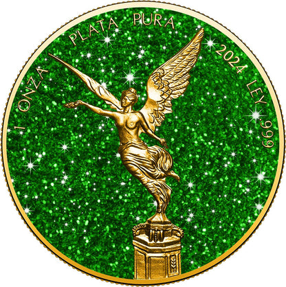 2024 Mexico Libertad Precious Gemstones Green Tourmaline Edition 1 oz Silver Coin (04/11)