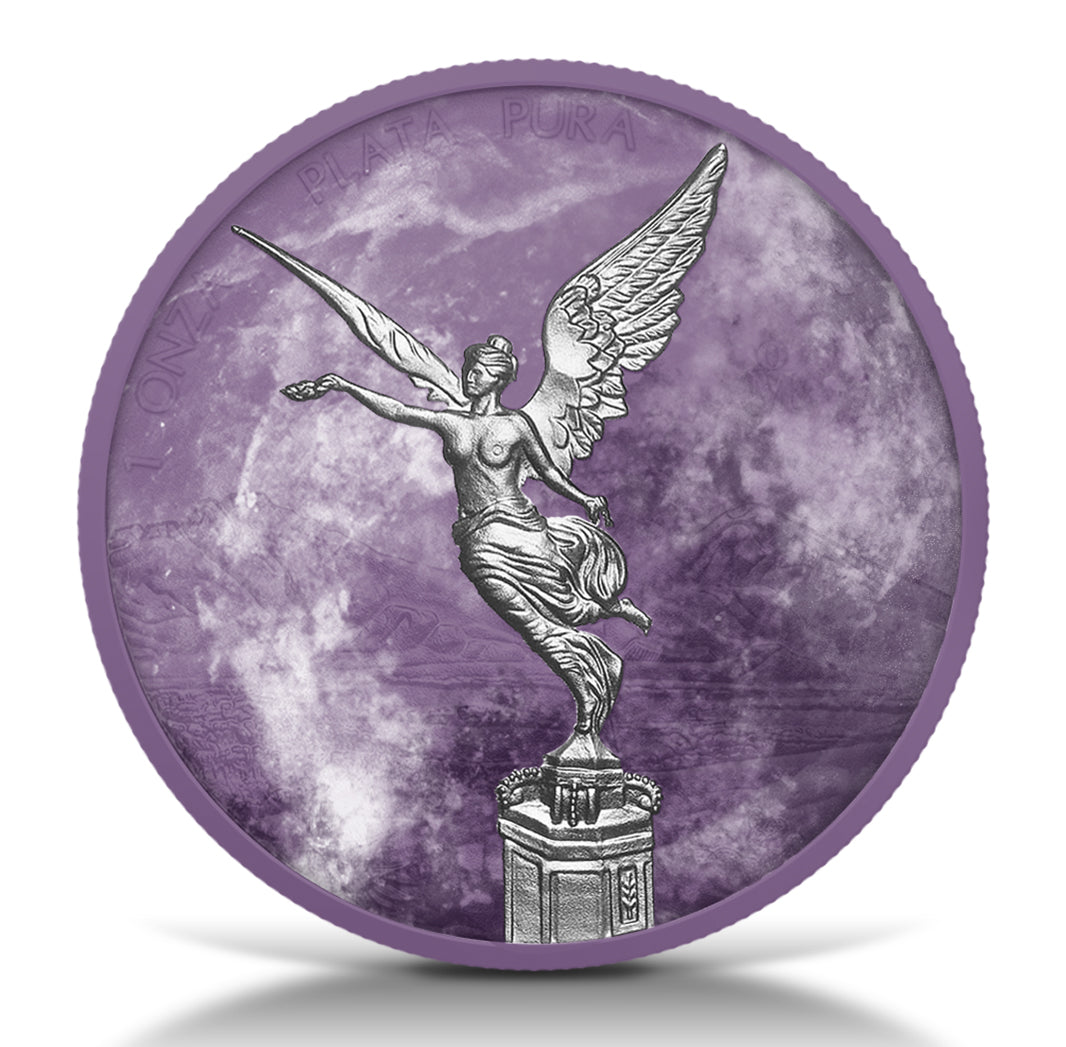 In Stock! 2024 Mexico Libertad Purple Marble Edition 1 oz Silver Coin