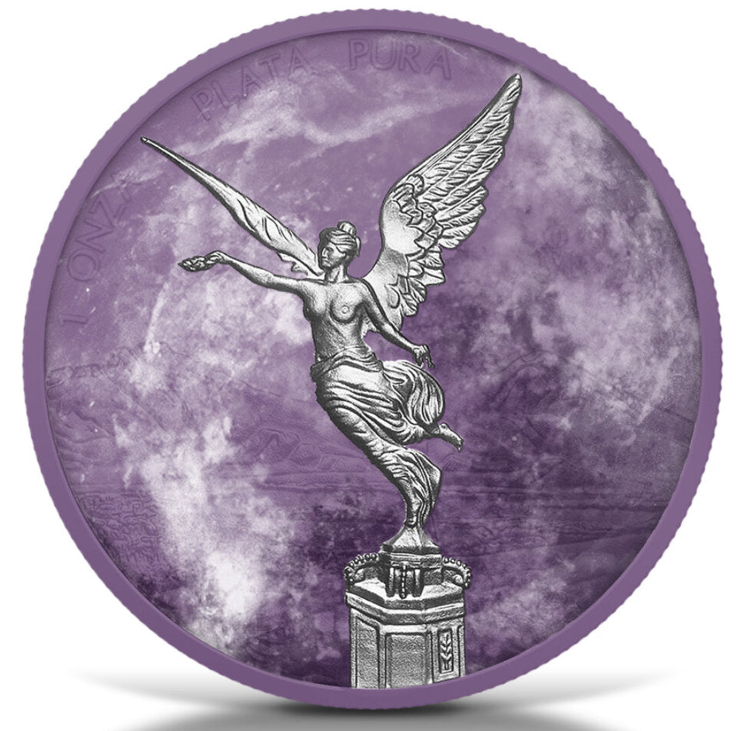In Stock! 2024 Mexico Libertad Purple Marble Edition 1 oz Silver Coin