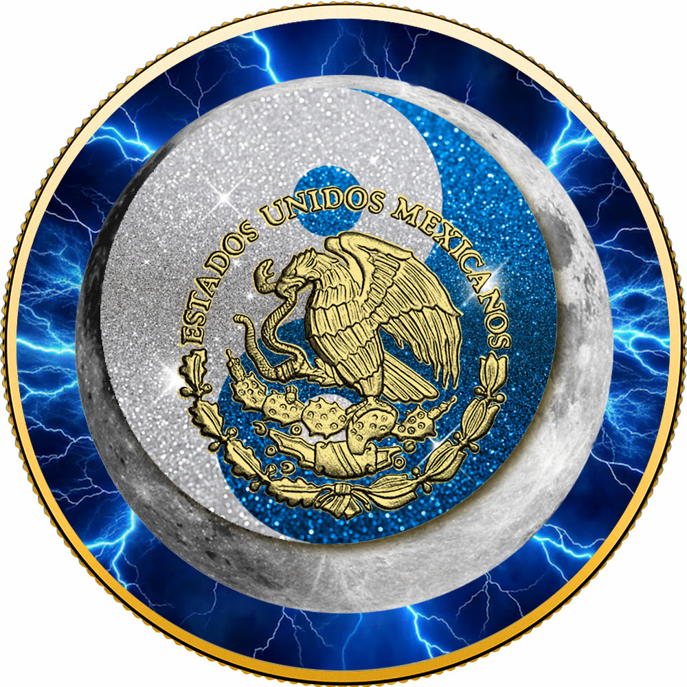 In Stock! 2024 Mexico Libertad Sun & Moon Electric Blue Storm Edition 1 oz Silver Coin (04/23)