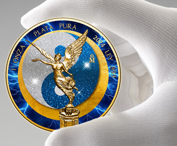 In Stock! 2024 Mexico Libertad Sun & Moon Electric Blue Storm Edition 1 oz Silver Coin (04/23)