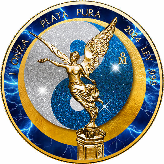 In Stock! 2024 Mexico Libertad Sun & Moon Electric Blue Storm Edition 1 oz Silver Coin (04/23)