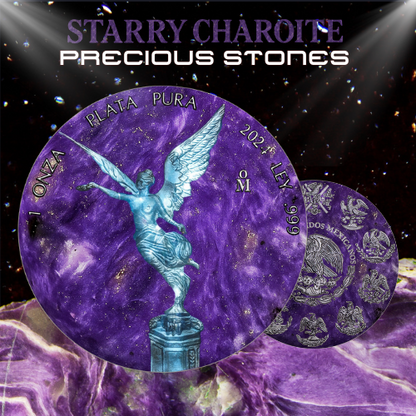 2024 Mexico Libertad Precious Gemstones Starry Charoite Edition 1 oz Silver Coin (09/04)