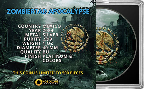 In Stock! 2024 Mexico Zombiertad Apocalypse Edition 1 oz Silver Coin (05/09)