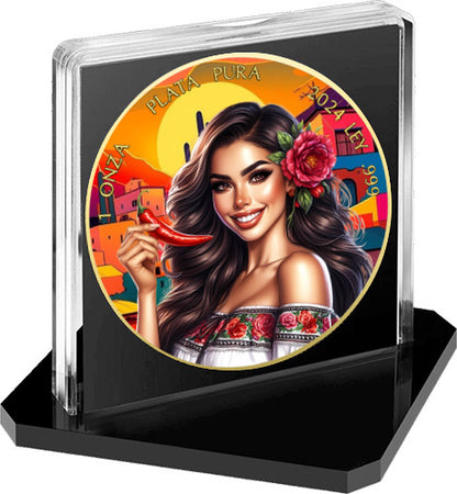 In Stock! 2024 Mexico Libertad Mexican Beauties Jalapeno Red Chili Pepper Edition 1 oz Silver Coin (02/05)