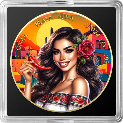 In Stock! 2024 Mexico Libertad Mexican Beauties Jalapeno Red Chili Pepper Edition 1 oz Silver Coin (02/05)