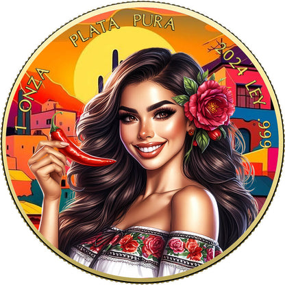 In Stock! 2024 Mexico Libertad Mexican Beauties Jalapeno Red Chili Pepper Edition 1 oz Silver Coin (02/05)