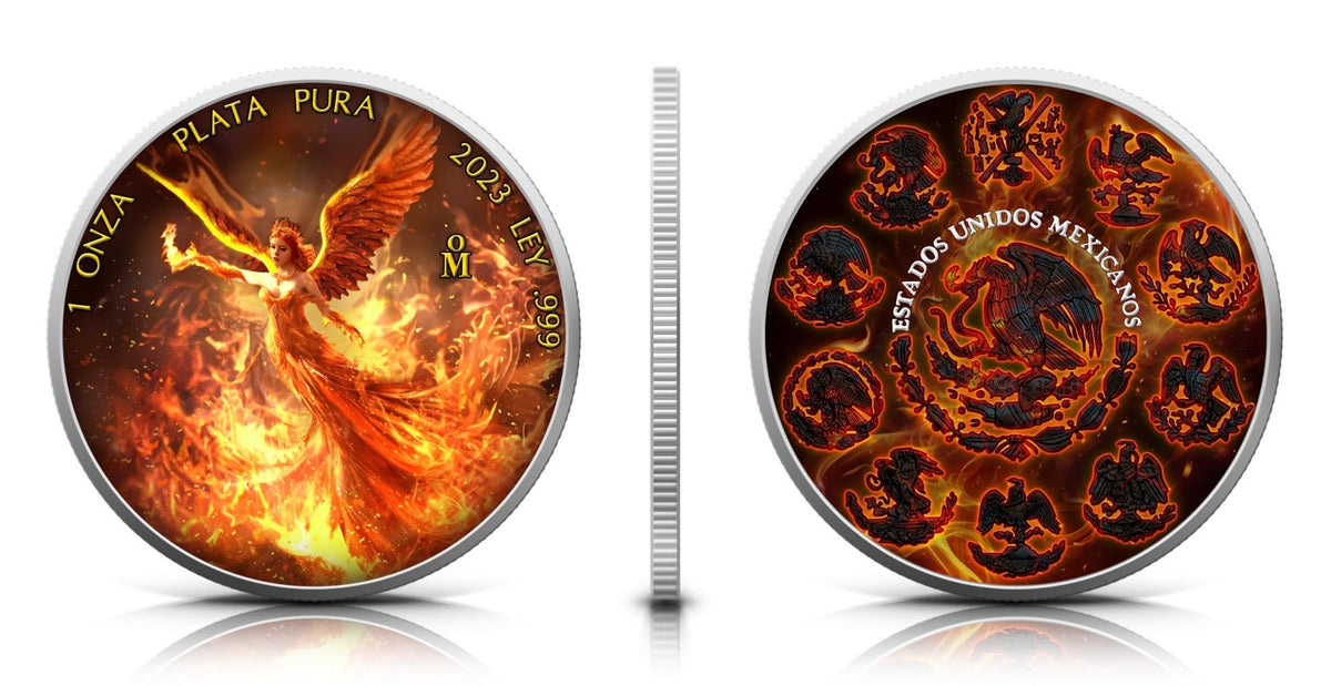 In Stock! RARE! 2023 Mexico Libertad Fire & Ice Edition 2 x 1 oz Silver Coin Set
