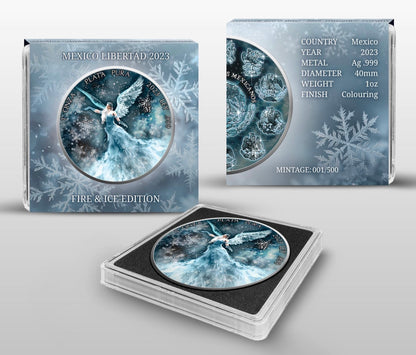 In Stock! RARE! 2023 Mexico Libertad Fire & Ice Edition 2 x 1 oz Silver Coin Set