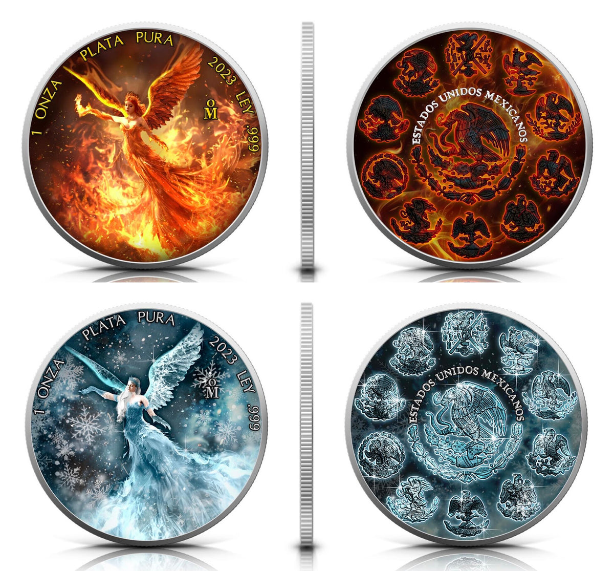 In Stock! RARE! 2023 Mexico Libertad Fire & Ice Edition 2 x 1 oz Silver Coin Set