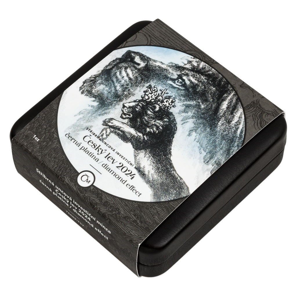 In Stock! 2024 Niue Czech Lion Black Platinum with Diamond Effect 1 oz Silver Coin