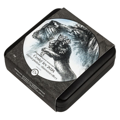 In Stock! 2024 Niue Czech Lion Black Platinum with Diamond Effect 1 oz Silver Coin
