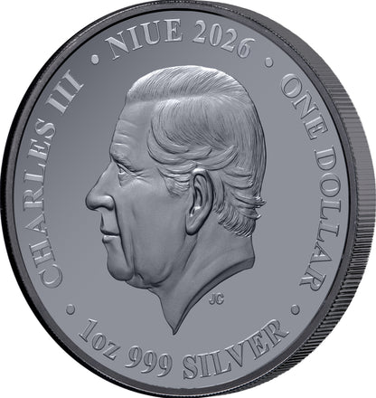 In Stock! 2026 Niue Lunar Year of the Horse Black Proof 1 oz Silver Coin