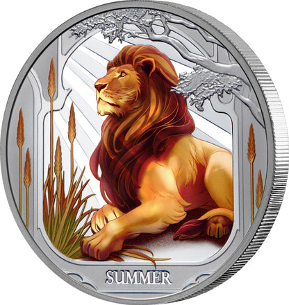 In Stock! 2025 Niue Seasons Summer Lion 1 oz Silver Coin - Options: Original Mint Packaging