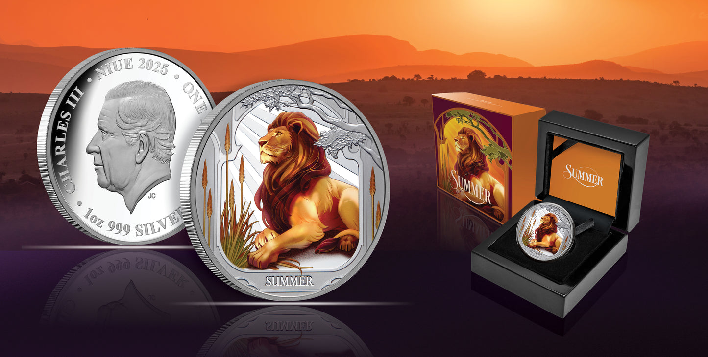In Stock! 2025 Niue Seasons Summer Lion 1 oz Silver Coin - Options: Original Mint Packaging
