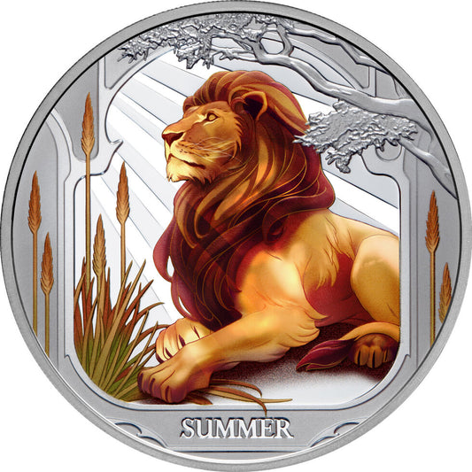 In Stock! 2025 Niue Seasons Summer Lion 1 oz Silver Coin - Options: Original Mint Packaging