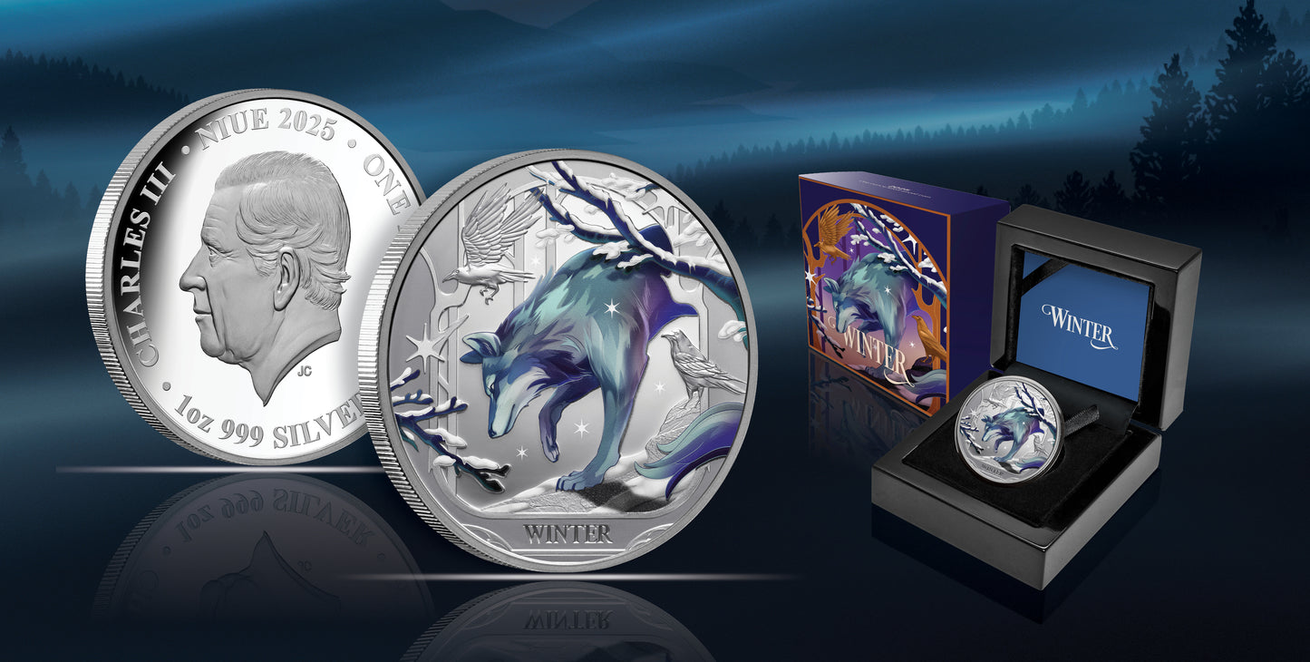 In Stock! 2025 Niue Seasons Winter Wolf 1 oz Silver Coin (08/13)