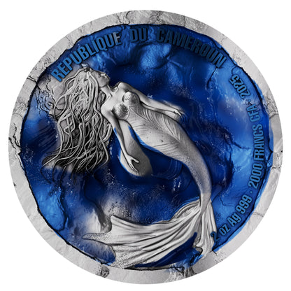In Stock! 2025 Cameroon Seduction of the Sea Siren 2 oz Silver Coin (Antique)