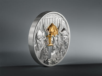 In Stock! 2026 Cook Islands Savage Vikings UHR Proof 3 oz Silver Coin
