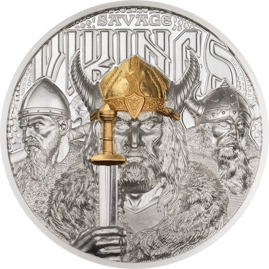 In Stock! 2026 Cook Islands Savage Vikings UHR Proof 3 oz Silver Coin