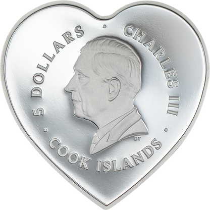 In Stock! 2026 Cook Islands Brilliant Love Blossom Heart Shaped 20g Silver Coin