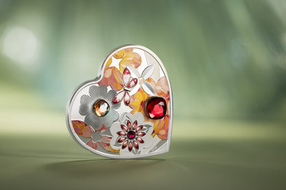 In Stock! 2026 Cook Islands Brilliant Love Blossom Heart Shaped 20g Silver Coin