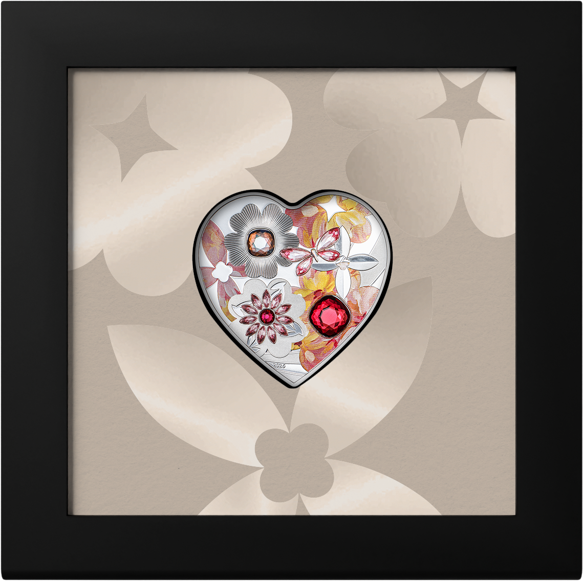 In Stock! 2026 Cook Islands Brilliant Love Blossom Heart Shaped 20g Silver Coin
