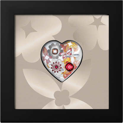 In Stock! 2026 Cook Islands Brilliant Love Blossom Heart Shaped 20g Silver Coin
