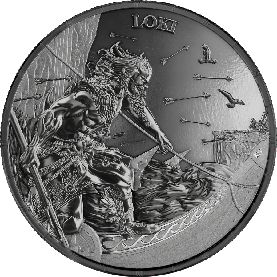 In Stock! 2025 Germania Ragnarok - Loki & Heimdall 2x 1 oz Black Silver Round