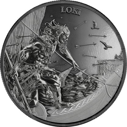 In Stock! 2025 Germania Ragnarok - Loki & Heimdall 2x 1 oz Black Silver Round