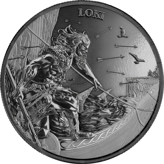 In Stock! 2025 Germania Ragnarok - Loki & Heimdall 2x 1 oz Black Silver Round
